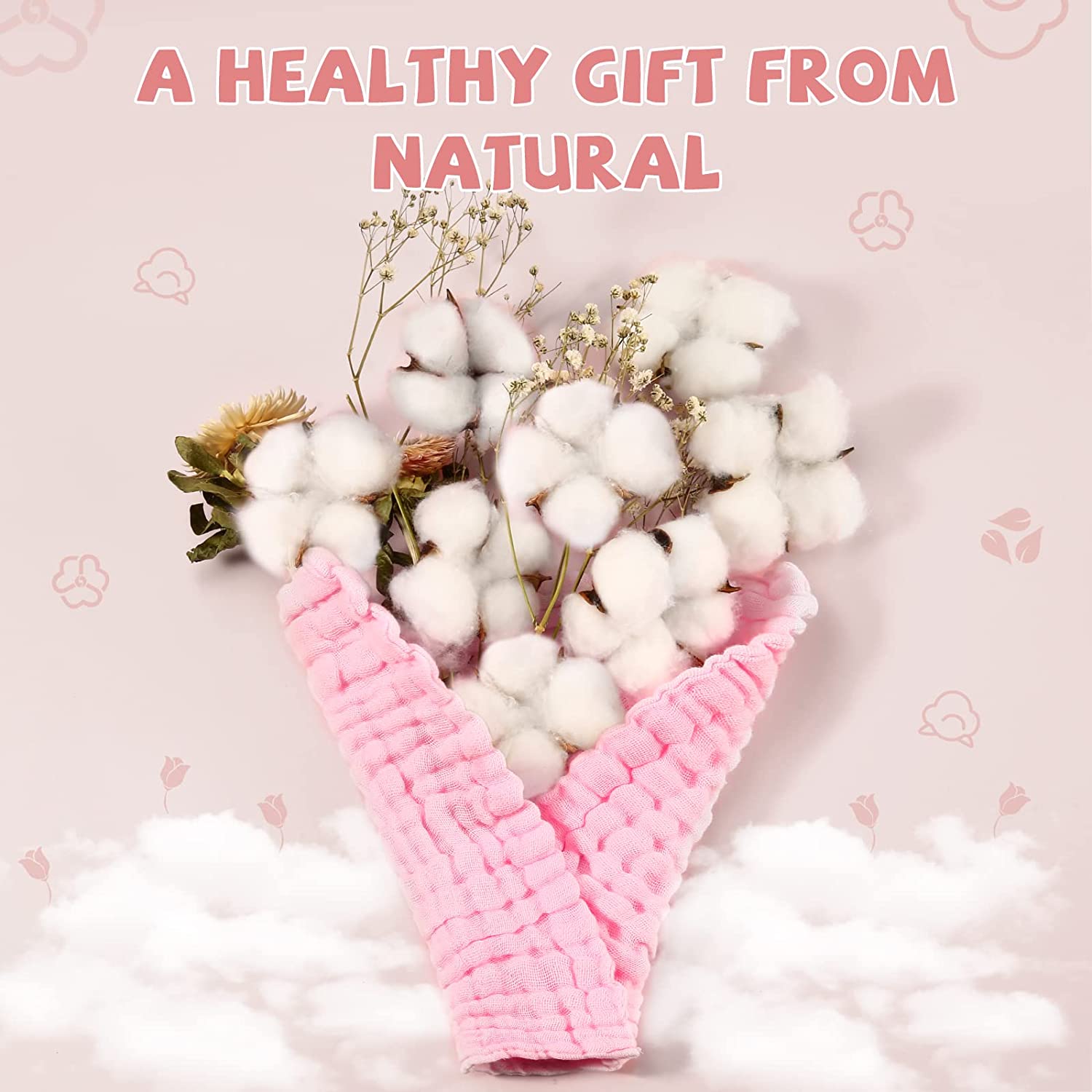 MUKIN Baby Muslin Washcloths Soft Face Cloths for Newborn, Absorbent Bath Face Towels, Baby