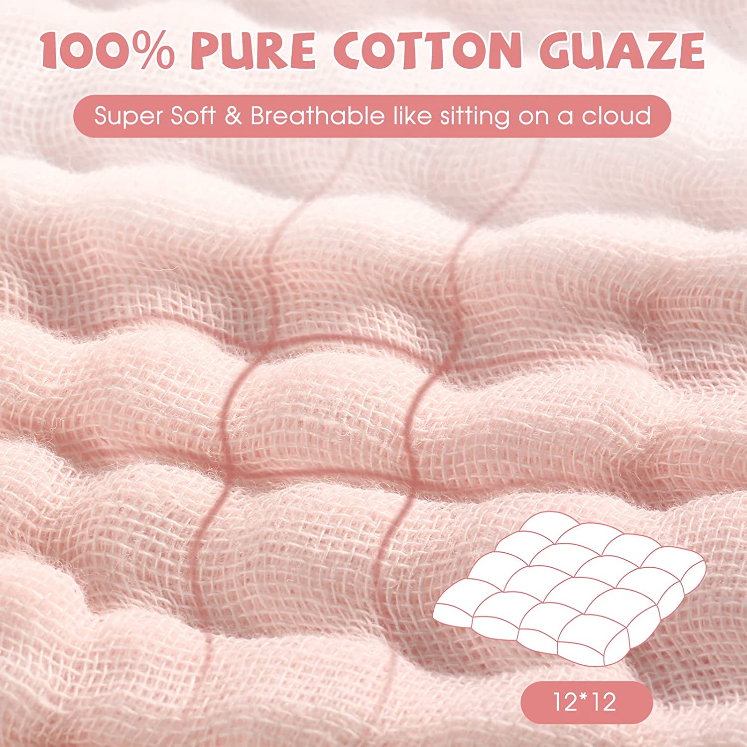 MUKIN Baby Muslin Washcloths Soft Face Cloths for Newborn, Absorbent Bath Face Towels, Baby