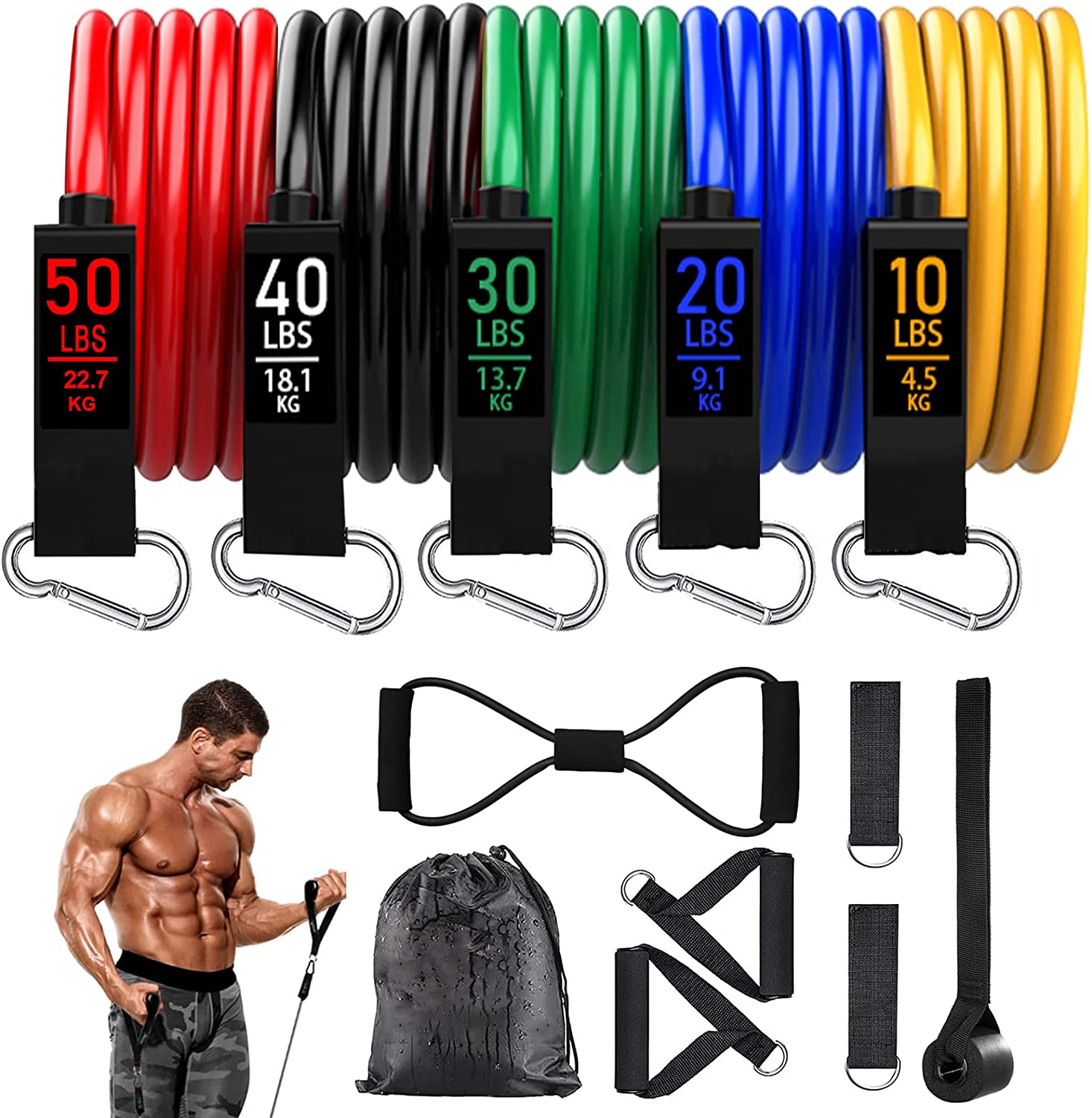 Hoocan Resistance Bands Elastic Exercise Bands Set for Recovery