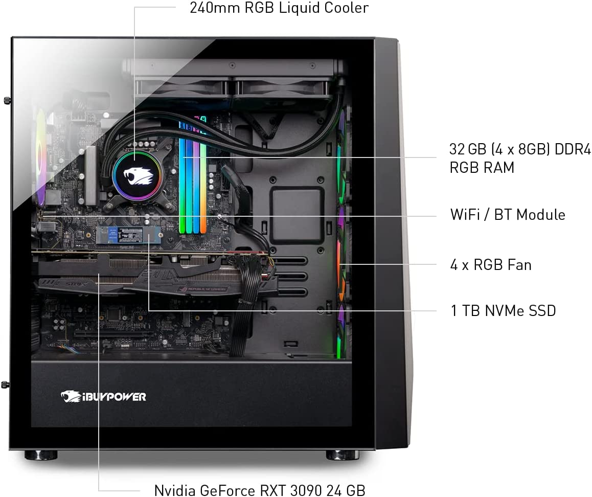 iBUYPOWER Pro Gaming PC Computer Desktop TraceMR 252i (Intel Core i912900KF, GeForce RTX 3090